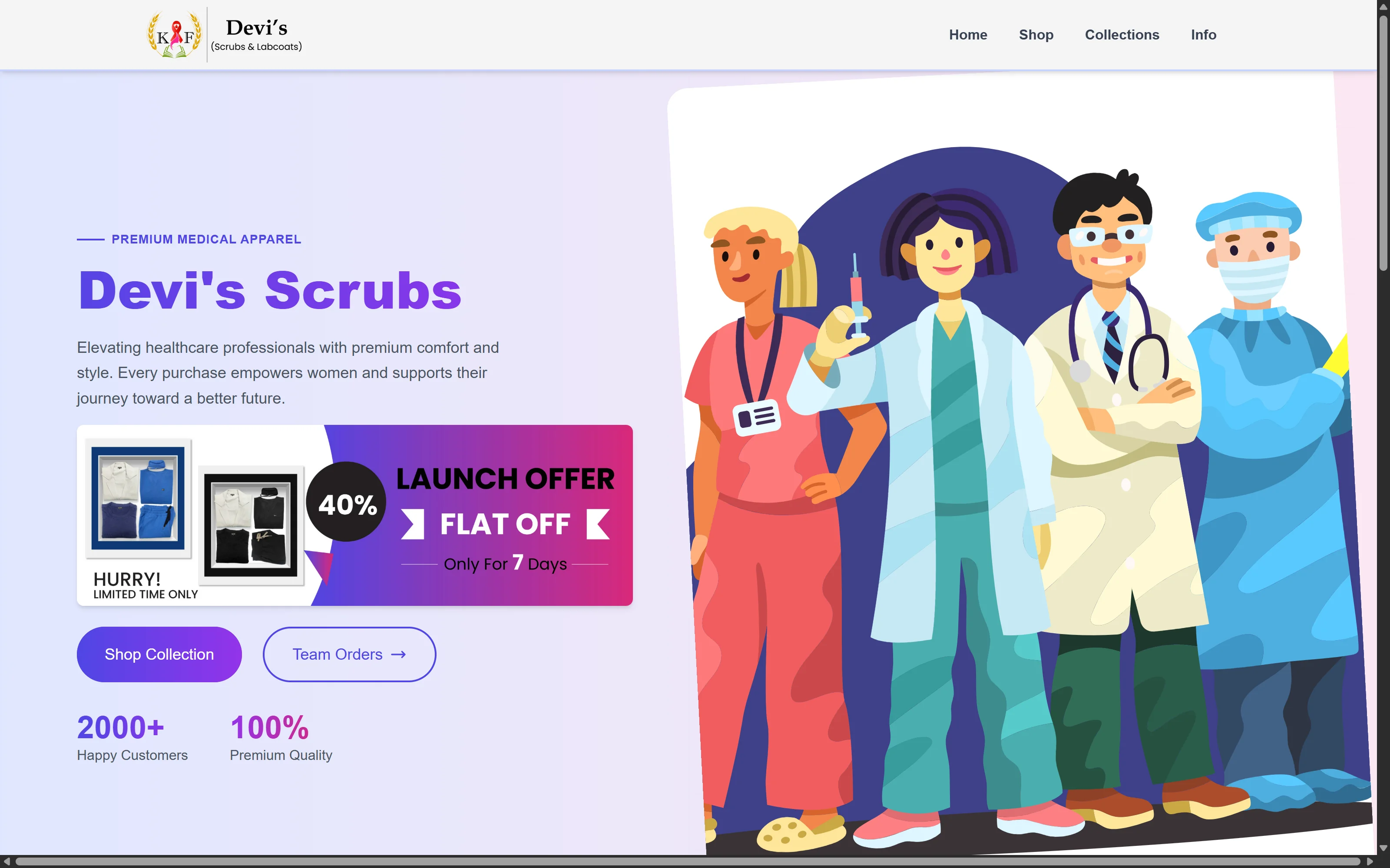 Devi's Scrubs website